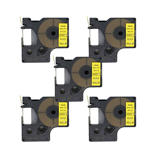 BROVACS Schriftband, kompatibel mit DYMO D1 40918, 9 mm, OPA2118x5, Schwarz auf Gelb, 5 Stück von BROVACS