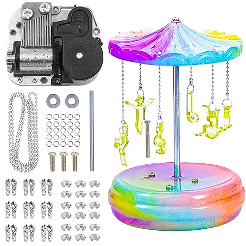 BROVITI 1 Set Karussell-Spieluhr, Epoxidharz-Form, Projekt-Montagezubehör, Spieluhr, mechanisches Uhrwerk, Perlenkette, offene Perlen, Epoxidguss, Tischdekoration BROVITI 1 Set Karussell-Spieluhr, Epoxidharz-Form, Projekt-Montagezubehör, Spieluhr, mechanisches Uhrwerk, Perlenkette, offene Perlen, Epoxidguss, Tischdekoration von BROVITI