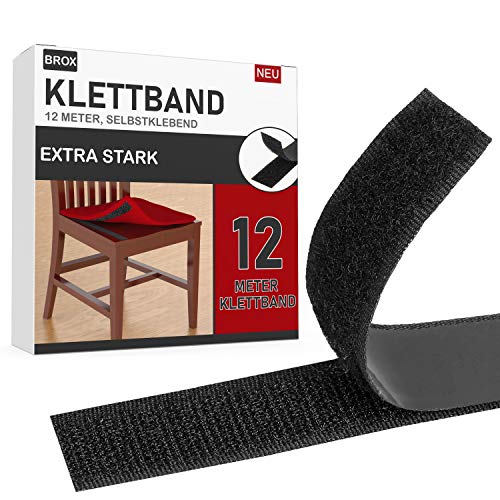 Klettband Selbstklebend 12M Extra Stark Fliegengitter – Doppelseitig Klebend Selbstklebendes Klebepad – 20MM Breit Flauschband Und Hakenband Klettverschluss Doppelseitig Zum Nähen Stoff von BROX