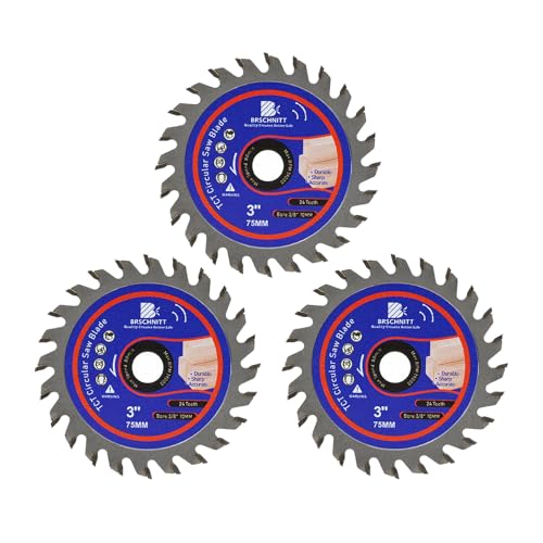 3inch Carbide Tipped Teeth Compact Circular Saw Blade 24T - BRSCHNITT Wood Cutting Saw Blade Arbor:10mm for General Purpose Cutting Wood, Plastic,PCV, Acrylic and Composite Materials(3pcs) von BRSCHNITT