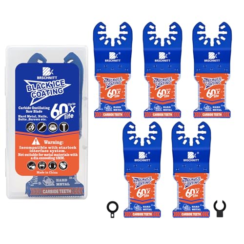 BRSCHNITT 34MM Wolframkarbid oszillierend Schwarzes Eis beschichtet 5PCS Multi-Tool-Klingen, Sägeblätter für Holz mit Nägeln, Metall, Kunststoff, Trockenbauwände BRSCHNITT 34MM Wolframkarbid oszillierend Schwarzes Eis beschichtet 5PCS Multi-Tool-Klingen, Sägeblätter für Holz mit Nägeln, Metall, Kunststoff, Trockenbauwände von BRSCHNITT