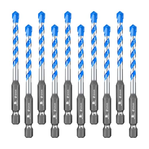 BRSCHNITT Beton Bohrer Fliesenbohrer - Steinbohrer Bohrer Set mit Sechskantschaft Universalbohrer für Beton, Weiche Fliesen 6mm*10 von BRSCHNITT