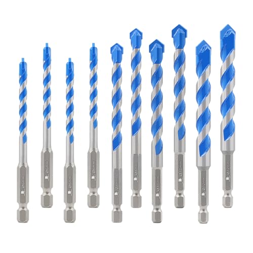 BRSCHNITT Beton Bohrer Fliesenbohrer - Steinbohrer Bohrer Set mit Sechskantschaft Universalbohrer für Beton, Weiche Fliesen 6mm*4/8mm*2/10mm*2/12mm*2 von BRSCHNITT