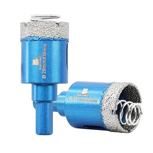 BRSCHNITT Diamant Fliesenbohrer Diamantbohrerr 2pcs 28mm - Diamant Bohrkrone mit Feder für Keramik, Granit, Porzellan, Fliesen, Feinsteinzeug, Mauerwerk, Marmor von BRSCHNITT