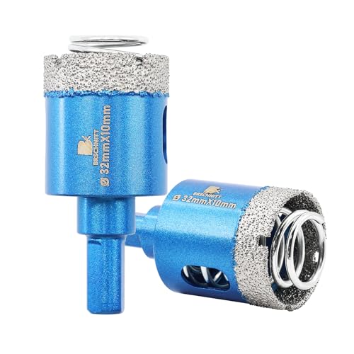 BRSCHNITT Diamant Fliesenbohrer Diamantbohrerr 2pcs32mm - Diamant Bohrkrone mit Feder für Keramik, Granit, Porzellan, Fliesen, Feinsteinzeug, Mauerwerk, Marmor von BRSCHNITT