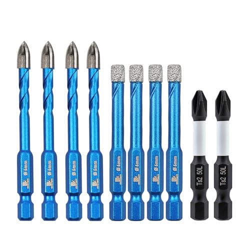 BRSCHNITT Diamant Fliesenbohrer Ø6mmx4 &2 Stück Magnetischer Phillips,Steinbohrer Bohrer Set mit Sechskantschaft Universalbohrer für Keramik, Granit, Porzellan, Fliesen, harte Fliesen, Feinsteinzeug BRSCHNITT Diamant Fliesenbohrer Ø6mmx4 &2 Stück Magnetischer Phillips,Steinbohrer Bohrer Set mit Sechskantschaft Universalbohrer für Keramik, Granit, Porzellan, Fliesen, harte Fliesen, Feinsteinzeug von BRSCHNITT