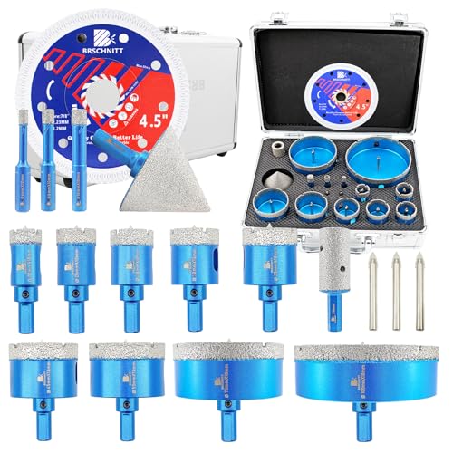 BRSCHNITT Diamant Fliesenbohrer set - Diamantbohrer Lochsäge für Fliesen Porzellan Keramik Marmor Granit Bohrungen, 6-100mm bits &20/50mm Diamant Fingerfräser BRSCHNITT Diamant Fliesenbohrer set - Diamantbohrer Lochsäge für Fliesen Porzellan Keramik Marmor Granit Bohrungen, 6-100mm bits &20/50mm Diamant Fingerfräser von BRSCHNITT