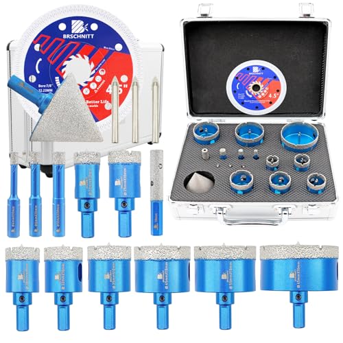 BRSCHNITT Diamant Fliesenbohrer set - Diamantbohrer Lochsäge für Fliesen Porzellan Keramik Marmor Granit Bohrungen, 6-65mm bits &20/50mm Diamant Fingerfräser BRSCHNITT Diamant Fliesenbohrer set - Diamantbohrer Lochsäge für Fliesen Porzellan Keramik Marmor Granit Bohrungen, 6-65mm bits &20/50mm Diamant Fingerfräser von BRSCHNITT