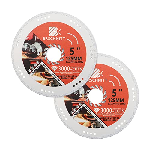 BRSCHNITT Diamanttrennscheibe, 2 Stück 125 mm vakuumgelötete Diamantsägeblätter für Metallstahlrohr Eisen Bewehrungstrennscheibe BRSCHNITT Diamanttrennscheibe, 2 Stück 125 mm vakuumgelötete Diamantsägeblätter für Metallstahlrohr Eisen Bewehrungstrennscheibe von BRSCHNITT