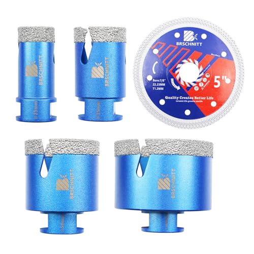 BRSCHNITT Fliesen Lochsäge Kit Diamant 25/35/50/68MM - Dimoand Kernbohrer für Porzellan Fliesen Keramik Marmor Granit 125MM Cut Disc von BRSCHNITT