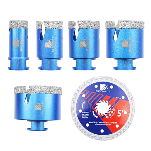 BRSCHNITT Fliesenlochsägenset Diamant 25/35/40/50/68MM - Dimoand Kernbohrer für Porzellanfliesen Keramik Marmor Granit 125MM Schnittscheibe von BRSCHNITT