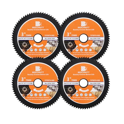 BRSCHNITT HSS Kreissägeblatt 75mm 11.12-9.5mm Bohrung Trennscheiben für Holz, Kupfer, Aluminium, Kunststoff und Weichmetall 4 Stück BRSCHNITT HSS Kreissägeblatt 75mm 11.12-9.5mm Bohrung Trennscheiben für Holz, Kupfer, Aluminium, Kunststoff und Weichmetall 4 Stück von BRSCHNITT