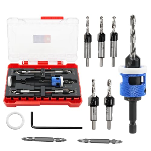 BRSCHNITT Kegelsenker-Bohrer-Set mit verstellbarem Tiefenanschlag, Hartmetallbestückter Kegelsenker-Bit, 1/8 Zoll + 9/64 Zoll + 5/32 Zoll + 11/64 Zoll + 3/16 Zoll Sechskantschaft für Holzbearbeitung BRSCHNITT Kegelsenker-Bohrer-Set mit verstellbarem Tiefenanschlag, Hartmetallbestückter Kegelsenker-Bit, 1/8 Zoll + 9/64 Zoll + 5/32 Zoll + 11/64 Zoll + 3/16 Zoll Sechskantschaft für Holzbearbeitung von BRSCHNITT