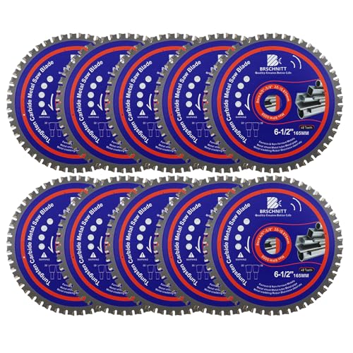 BRSCHNITT Kreissägeblatt für Metall, 16,5 cm, Wolframkarbidbestückt, TCT-Sägeblätter für Stahl, Edelstahl, Nickel, Titan, Eisenmetalle, Stahlrohre (48T-Dorn: 1,27 cm - 1,6 cm), 10 Stück von BRSCHNITT