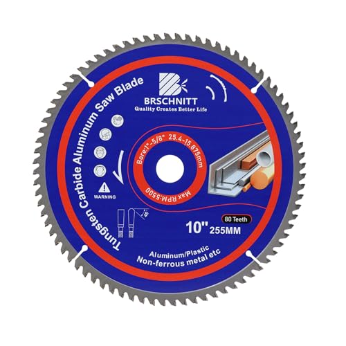 BRSCHNITT TCG Sägeblatt für Aluminium und Nichteisenmetall, 25,4 cm, 80 Zähne, zum Schneiden von Aluminium-Kunststoffen und NE-Metallen, mit 1 Dorn und 1,6 cm Bohrungsscheibe BRSCHNITT TCG Sägeblatt für Aluminium und Nichteisenmetall, 25,4 cm, 80 Zähne, zum Schneiden von Aluminium-Kunststoffen und NE-Metallen, mit 1 Dorn und 1,6 cm Bohrungsscheibe von BRSCHNITT