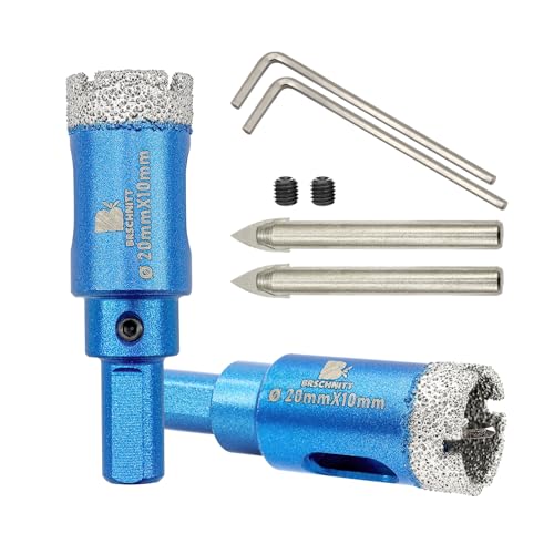 BRSCHNITT Trockener Diamant-Kernbohrer mit Pilot-Bit, 1,2 cm Diamant-Fliesen-Lochsäge mit Dreiecksschaft für Porzellan, Fliesen, Keramik, Stein, Granit, Marmor (2 Stück) von BRSCHNITT