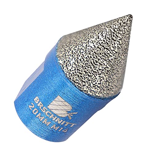 Diamant Fasenbohrer 20mm - BRSCHNITT Diamant Fasenbits Fingerfräser zum Vergrößern Löcher in Fliesen Porzellan Marmor Keramik Granit M14 Gewinde für Winkelschleifer von BRSCHNITT