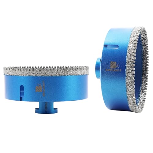 Diamant Fliesenbohrer 110mm - BRSCHNITT M14 Diamantbohrer Lochsäge für Fliesen Porzellan Keramik Marmor Granit Bohrungen, für Winkelschleifer(2 stücke) von BRSCHNITT
