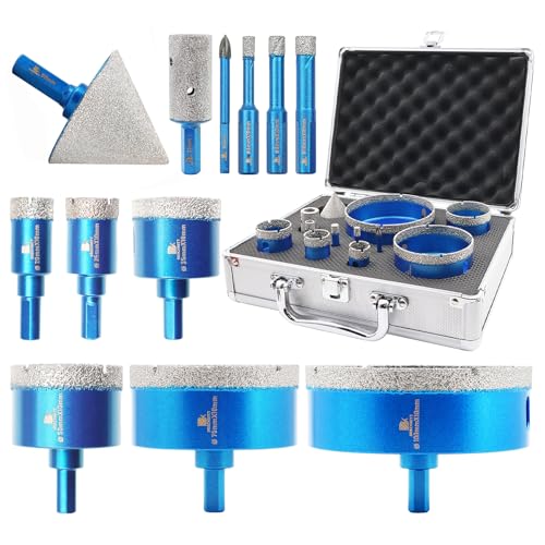Diamant Trockenbohrer Fliesenbohrer set - BRSCHNITT Diamantbohrer Lochsäge für Fliesen Porzellan Keramik Marmor Granit Bohrungen, 6+6/8/10/20/25/35/50/75/100mm bits &20/50mm chamfer finger bit Diamant Trockenbohrer Fliesenbohrer set - BRSCHNITT Diamantbohrer Lochsäge für Fliesen Porzellan Keramik Marmor Granit Bohrungen, 6+6/8/10/20/25/35/50/75/100mm bits &20/50mm chamfer finger bit von BRSCHNITT