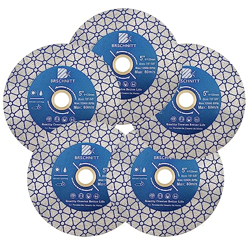 Diamant Trennscheibe 125mm - BRSCHNITT Doppelseitig zum Schneiden und Schleifen Granit Marmor Fliese Natursteine (5 Stück). von BRSCHNITT