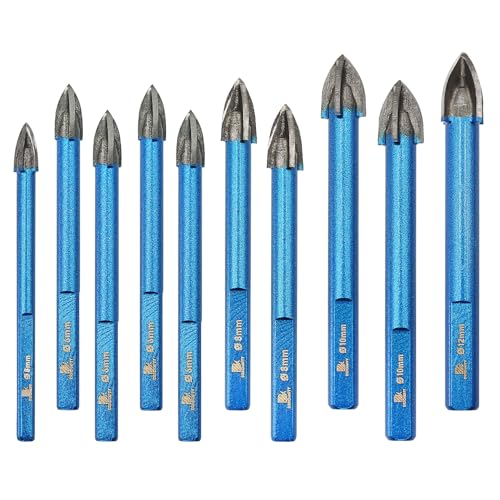 Diamantbohrer Fliesenbohrer Set - BRSCHNITT 5/6/6/6/6/8/8/10/10/12mm Diamant Bohrkrone - Lochsäge für Keramik,Granit,Porzellan,Fliesen,Feinsteinzeug,Mauerwerk, Marmor,Mauerwerk Diamantbohrer Fliesenbohrer Set - BRSCHNITT 5/6/6/6/6/8/8/10/10/12mm Diamant Bohrkrone - Lochsäge für Keramik,Granit,Porzellan,Fliesen,Feinsteinzeug,Mauerwerk, Marmor,Mauerwerk von BRSCHNITT