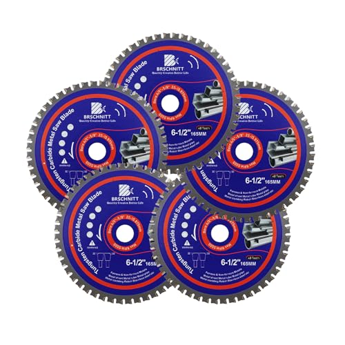 Kreissägeblatt Metall 165mm 20/15.875MM - 5 Stück 48T TCT Metallkreissägeblatt zum Schneiden von Stahl, Aluminium, Kupfer, Metall Baustahl, für Kreissäge und Kappsäge | Metallsägeblatt von BRSCHNITT