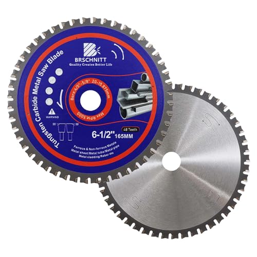 Kreissägeblatt Metall 184mm - 2 Stück 48T TCT Metallkreissägeblatt zum Schneiden von Stahl, Aluminium, Kupfer, Metall Baustahl, für Kreissäge und Kappsäge | Metallsägeblatt von BRSCHNITT