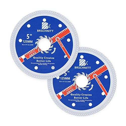 Diamant Trennscheibe Fliesenscheibe 125mm - 2 Stück BRSCHNITT Turbo Mesh Diamantklinge mit X Felgensegment für Hart Keramik Porzellan Fliesen Granit. Diamant Trennscheibe Fliesenscheibe 125mm - 2 Stück BRSCHNITT Turbo Mesh Diamantklinge mit X Felgensegment für Hart Keramik Porzellan Fliesen Granit. von BRSCHNITT