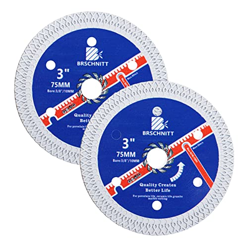 Diamant Trennscheibe Fliesenscheibe 75mm - 2 Stück BRSCHNITT Turbo Mesh Diamantklinge mit X Felgensegment für Hart Keramik Porzellan Fliesen Granit. Diamant Trennscheibe Fliesenscheibe 75mm - 2 Stück BRSCHNITT Turbo Mesh Diamantklinge mit X Felgensegment für Hart Keramik Porzellan Fliesen Granit. von BRSCHNITT