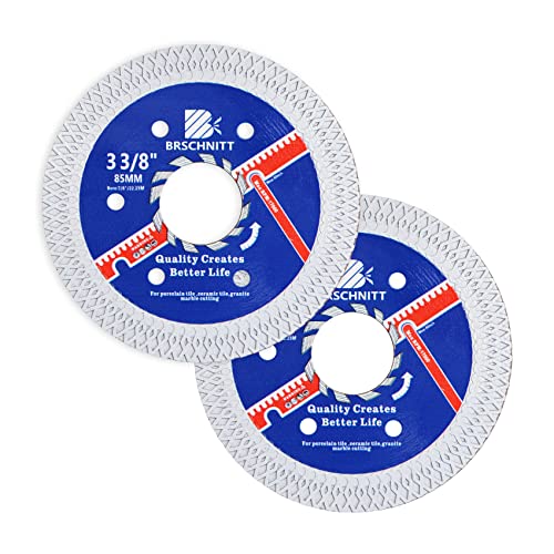 Diamant Trennscheibe Fliesenscheibe 85mm - 2 Stück BRSCHNITT Turbo Mesh Diamantklinge mit X Felgensegment für Hart Keramik Porzellan Fliesen Granit. Diamant Trennscheibe Fliesenscheibe 85mm - 2 Stück BRSCHNITT Turbo Mesh Diamantklinge mit X Felgensegment für Hart Keramik Porzellan Fliesen Granit. von BRSCHNITT