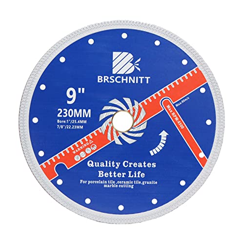 Diamant Trennscheibe Fliesenscheibe 230mm - BRSCHNITT Turbo Mesh Diamantklinge mit X Felgensegment für Hart Keramik Porzellan Fliesen Granit. von BRSCHNITT