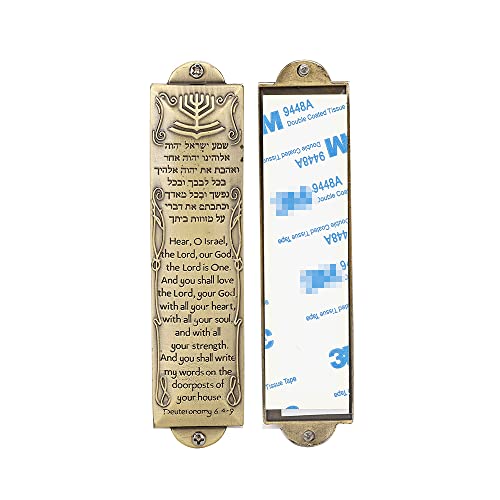 BRTAGG Mesusa mit doppelseitigem Klebeband, 13,5 cm hoch, englische und hebräische Schrift, Bronze, Mezuzah zum einfachen Abziehen und Aufkleben (für 11 cm Schriftrolle) von BRTAGG