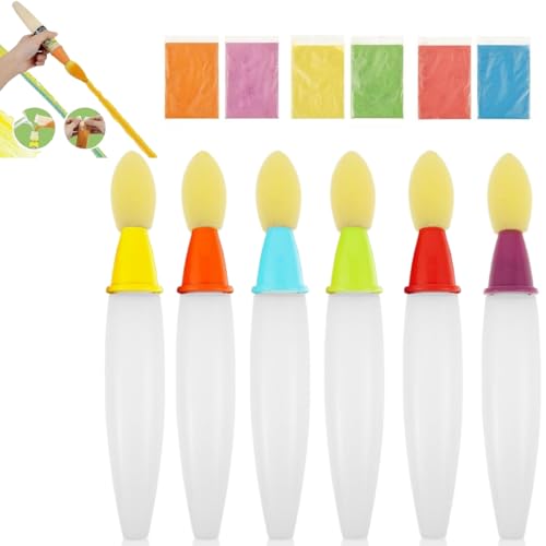 6 Stück Pinsel Wasserfarben Kinder,Kreide Straßenmalkreid Extra Leuchtende Farben,Waschbar & Ungiftig,Wasser In Den Pinsels Geben, Perfekt für Outdoor-Spaß & Kreativität von BRTNUP