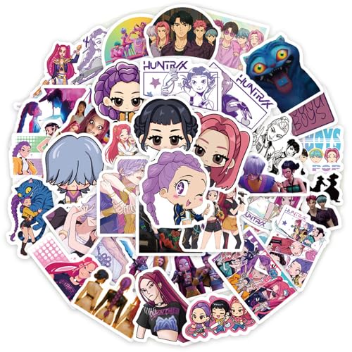 74 Pcs Kpo Demo Hunter Stickers,Huntrix Merch,Saja Boys, Zoey,Jinu Derpy Cat Aufkleber,Wasserdichte Vinyl Sticker für Laptop, Handy & Wasserflasche,Perfektes Fan Geschenk für Teenager Mädchen 3-8cm von BRTNUP