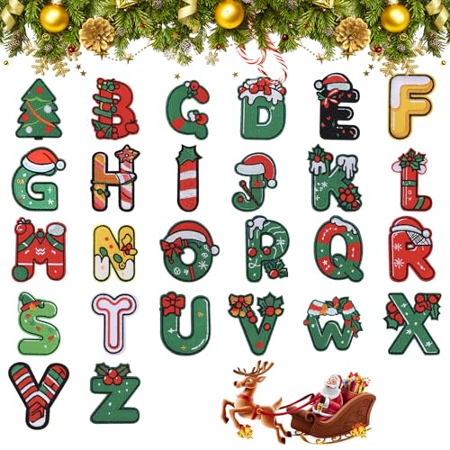 BRTNUP 26 Stück Weihnachtspatches Aufbügeln Buchstaben Aufnäher Applikations Set Gestickte Alphabet Patches für Weihnachts Taschen Kleidung Dekoration oder Reparaturen und Jeans Kostüme Mützen DIY BRTNUP 26 Stück Weihnachtspatches Aufbügeln Buchstaben Aufnäher Applikations Set Gestickte Alphabet Patches für Weihnachts Taschen Kleidung Dekoration oder Reparaturen und Jeans Kostüme Mützen DIY von BRTNUP