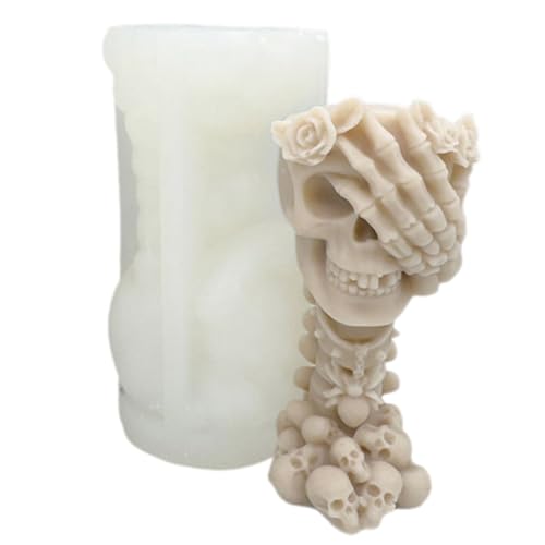 BRTNUP Halloween Totenkopf Kerzenform, Silikon Kerzen Gießform, Totenkopf Kerze Form für Halloween Dekoration, Halloween Party, Halloween Geschenk (B) von BRTNUP