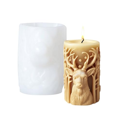 BRTNUP Weihnachten Kerzenform Silikon Kerzenformen zum Gießen Elch Silikonform Kerzenform DIY Kerzen Formen Silikon Gießform Seife Wachs Handwerk (Weiß B) von BRTNUP