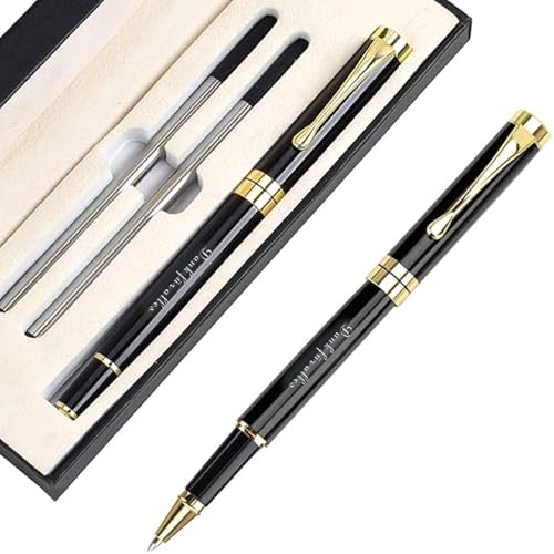 Dankeschön Geschenke, Kugelschreiber Mit Gravur mit 2 Schwarze Tintennachfüllung, Kugelschreiber Personalisiert mit Chrom Dekor, Abschiedsgeschenk Kollegen Erzieherin Lehrerin Mitschüler Freundin von BRTNUP