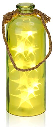 BRUBAKER Lichterflasche mit 10 LED Sternen zum Aufhängen 11 x 31,5 cm Grün BRUBAKER Lichterflasche mit 10 LED Sternen zum Aufhängen 11 x 31,5 cm Grün von BRUBAKER