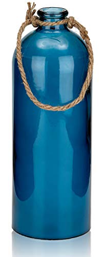 BRUBAKER Lichterflasche mit 12 LED Sternen zum Aufhängen 13,5 x 40,8 cm Blau von BRUBAKER