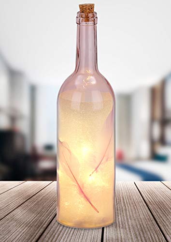 BRUBAKER Lichterflasche mit Federn und 10 LED Lichtern 32 cm Höhe Rosa BRUBAKER Lichterflasche mit Federn und 10 LED Lichtern 32 cm Höhe Rosa von BRUBAKER