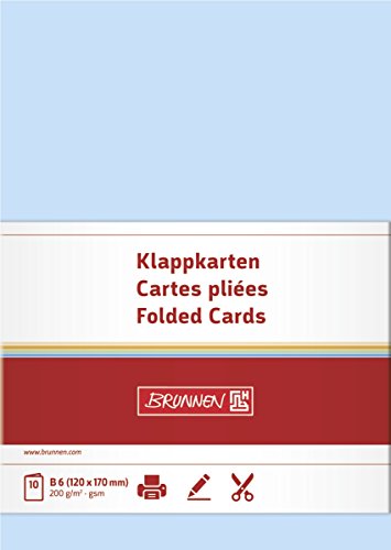 BRUNNEN 105125532 Brief-/Falt-/Visitenkarte (unbedruckt Doppelkarte, 105 x 148 mm, 200 g/qm, 1 Stück) hellblau von BRUNNEN