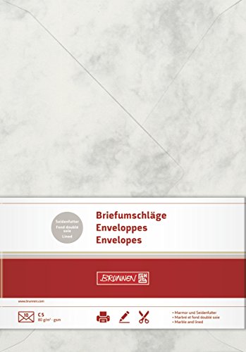 BRUNNEN 105141680 Briefhülle (C5, 225 x 157 mm, gummiert, 80 g/qm, 10 Stück) grau von BRUNNEN