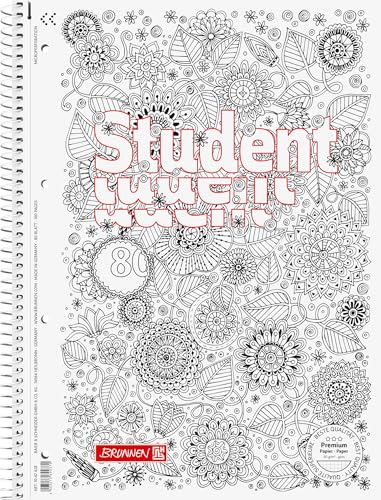BRUNNEN 1067427 Notizblock/Collegeblock Student Zenart (A4, kariert Lineatur 28, 90 g/m², 80 Blatt) (1, A4 kariert | Lin. 28) von BRUNNEN
