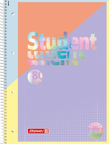 BRUNNEN Collegeblock Premium Student „Intoxicate“ | A4, Lineatur 28, 80 Blatt, koralle/violett von BRUNNEN