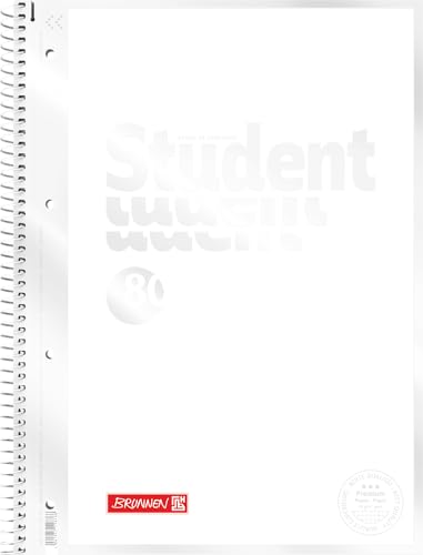 BRUNNEN Collegeblock Premium Student „White“ | A4, Lineatur 28, 80 Blatt, weiß von BRUNNEN