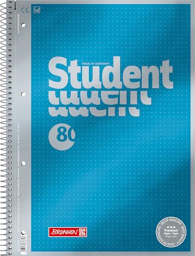 BRUNNEN Collegeblock Premium Student | A4, punktiert, 80 Blatt, blau von BRUNNEN