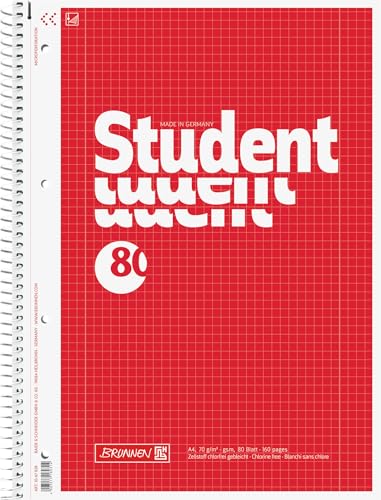 BRUNNEN Collegeblock Premium Student Colour Code | A4, Lineatur (Student rot beidseitig Rand) von BRUNNEN