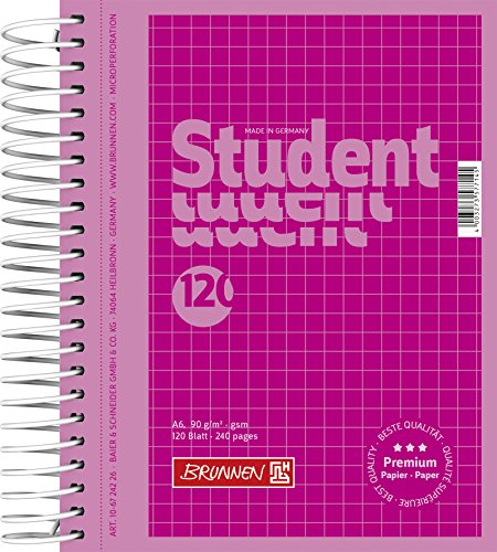 BRUNNEN Collegeblock Premium Student Colour Code | A6, kariert, 120 Blatt, pink von BRUNNEN