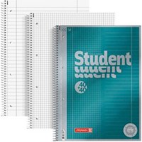 BRUNNEN Collegeblock Premium Student DUO 28 + 27 liniert und kariert DIN A4 mit Randlinie (innen und außen), 5 St. von BRUNNEN